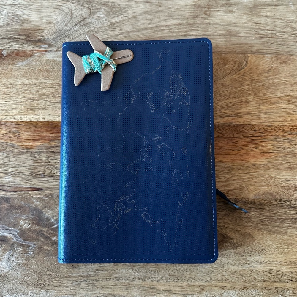 Chasing Threads Stitch World Travel Journal in Navy Vegan Leather